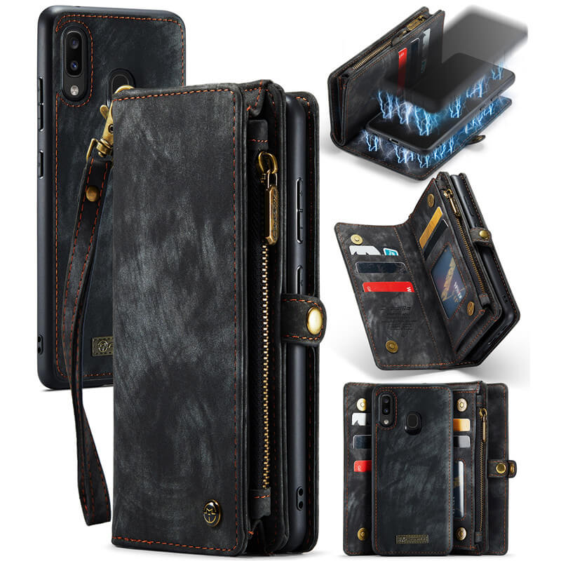 CaseMe Samsung Galaxy A20/A30 Wallet Case with Wrist Strap