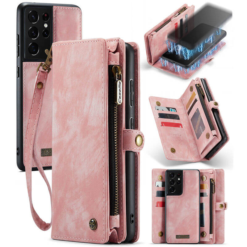 CaseMe Samsung Galaxy S21 Ultra Wallet Case with Wrist Strap