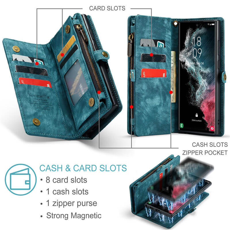 CaseMe Samsung Galaxy S22 Ultra Wallet Case with Wrist Strap - Image 3