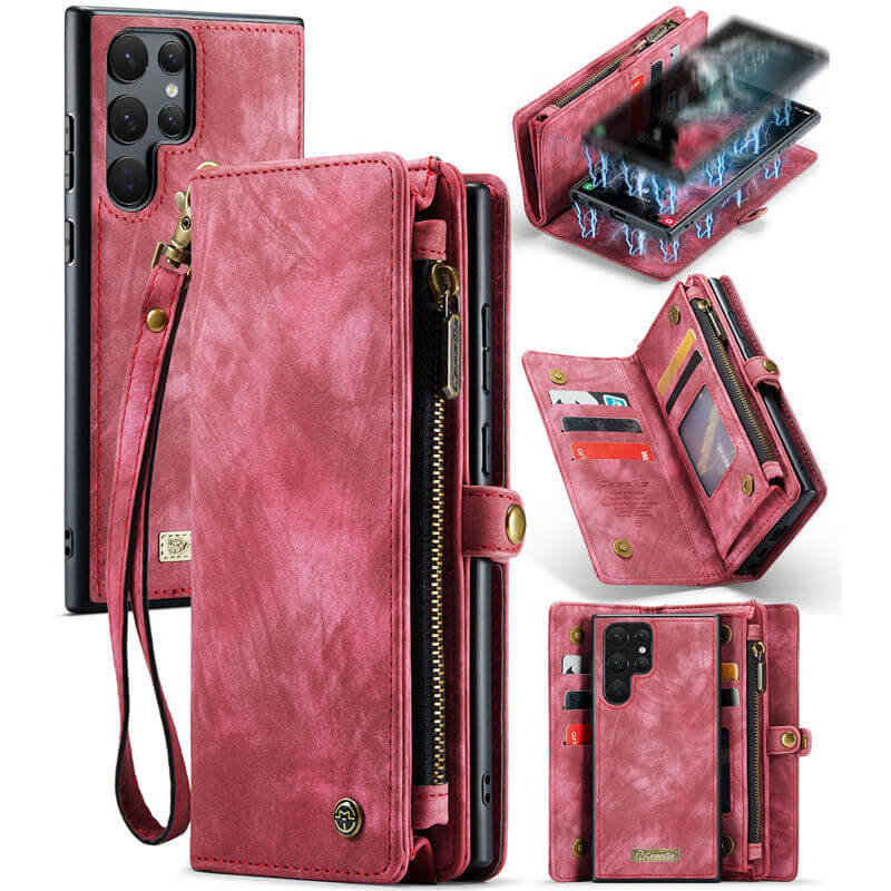 CaseMe Samsung Galaxy S22 Ultra Wallet Case with Wrist Strap