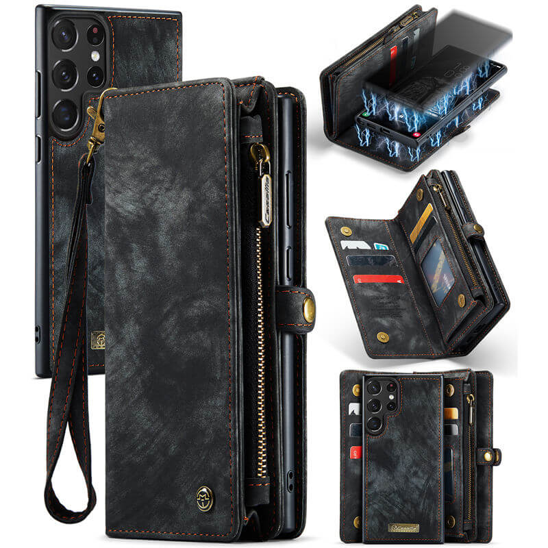 CaseMe Samsung Galaxy S23 Ultra Wallet Case with Wrist Strap