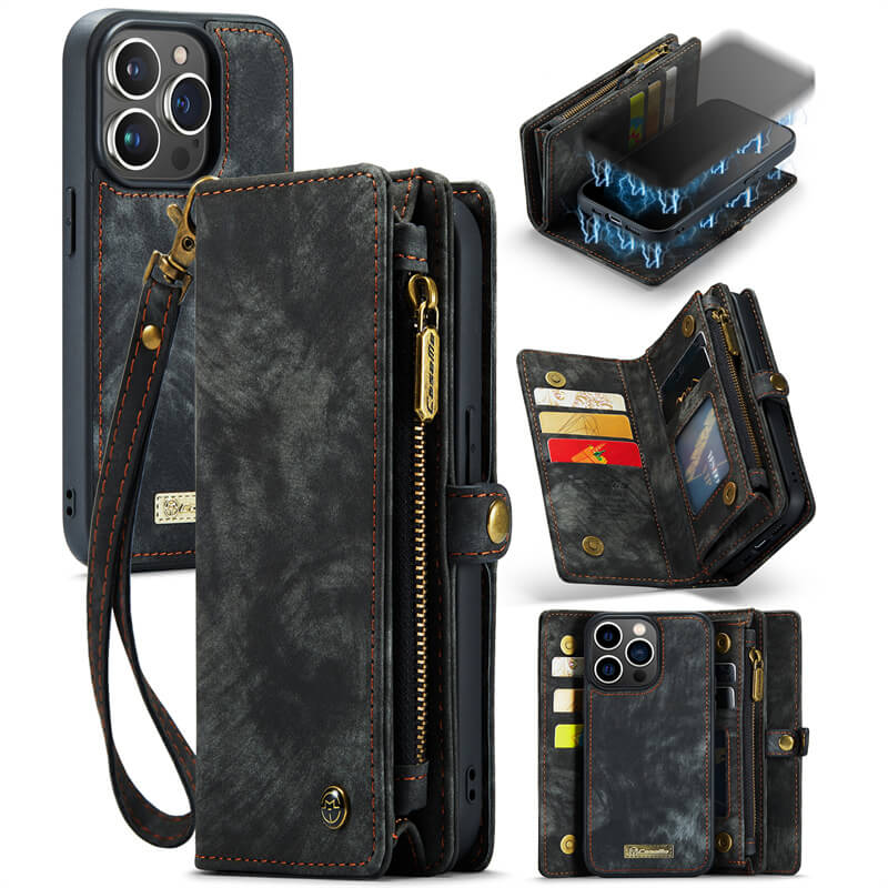 CaseMe iPhone 13 Pro Wallet Case with Wrist Strap