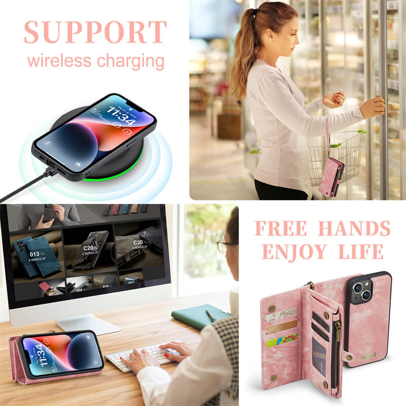 CaseMe iPhone 14 Wallet Case with Wrist Strap