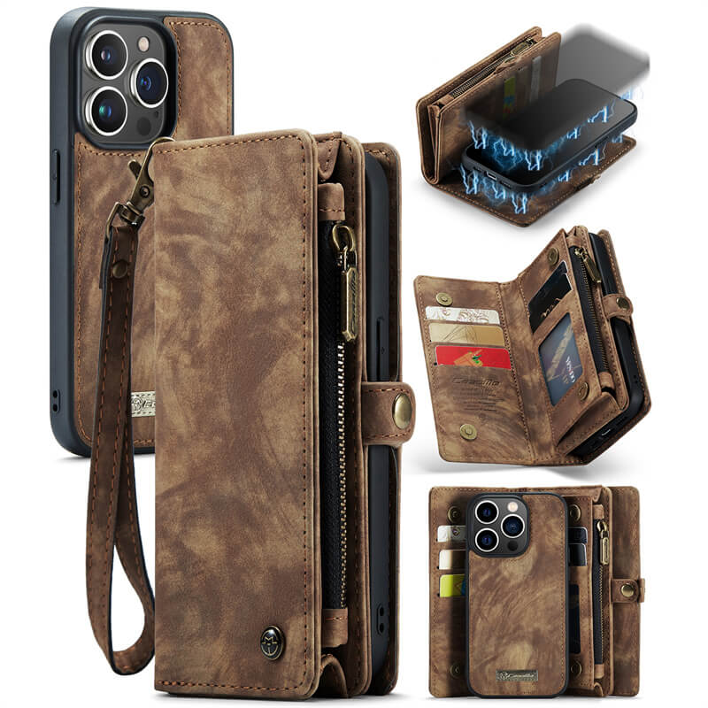 CaseMe iPhone 14 Pro Wallet Case with Wrist Strap