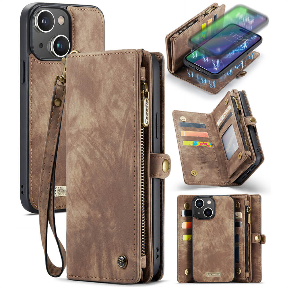 CaseMe iPhone 15 Wallet Magnetic Case with Wrist Strap
