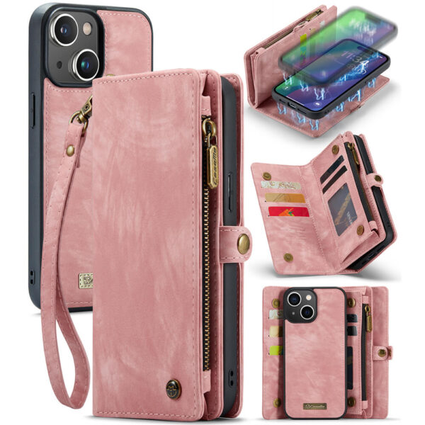 CaseMe iPhone 15 Plus Wallet Magnetic Case with Wrist Strap