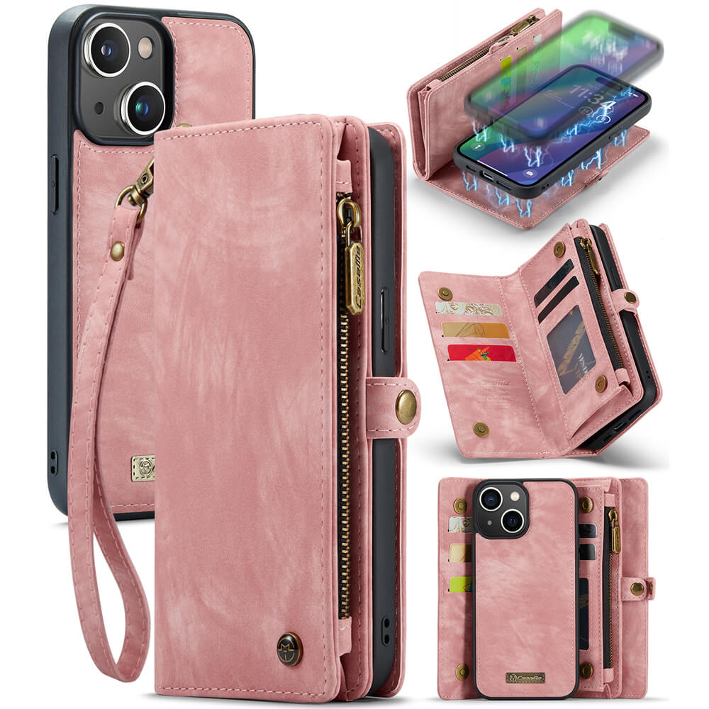 CaseMe iPhone 15 Plus Wallet Magnetic Case with Wrist Strap