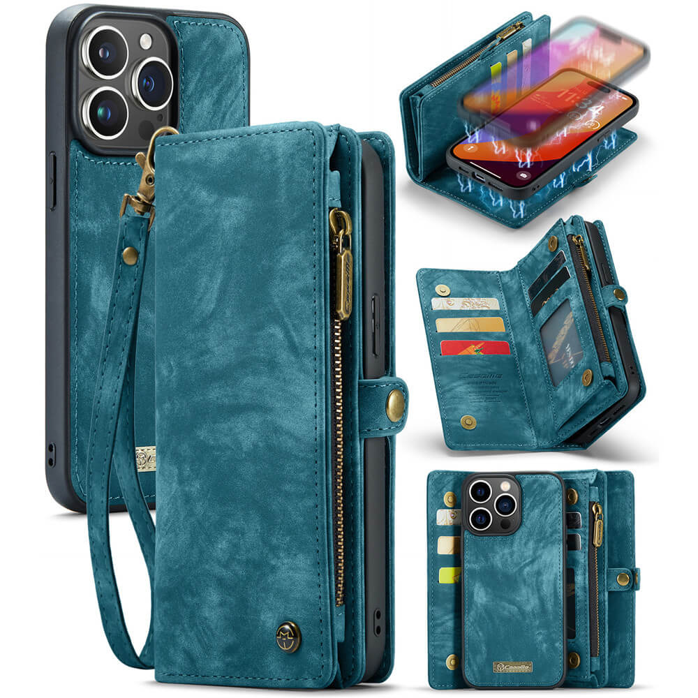CaseMe iPhone 15 Pro Wallet Magnetic Case with Wrist Strap