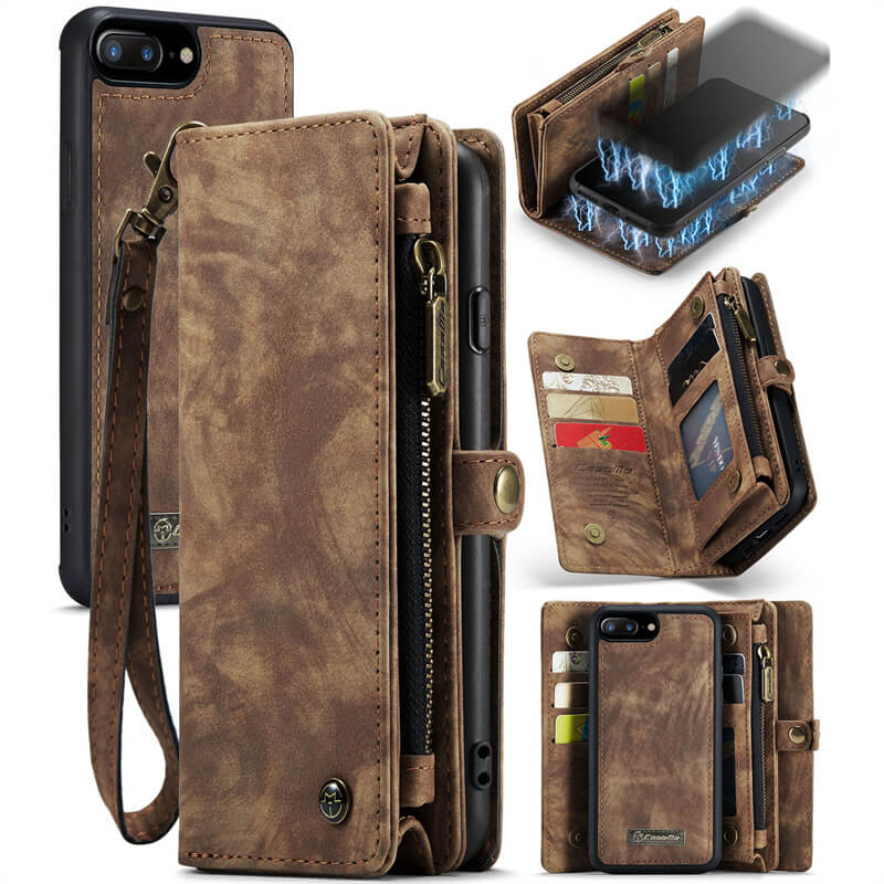 CaseMe iPhone 7 Plus/8 Plus Wallet Case with Wrist Strap