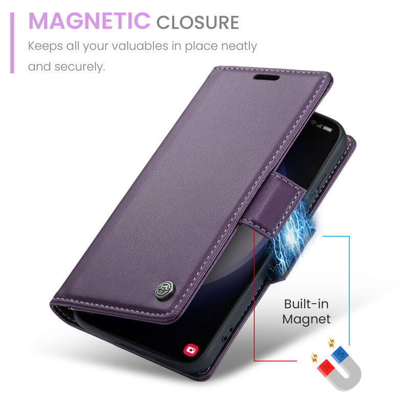 CaseMe Samsung Galaxy S23 Plus Wallet RFID Blocking Magnetic Buckle Case - Image 8