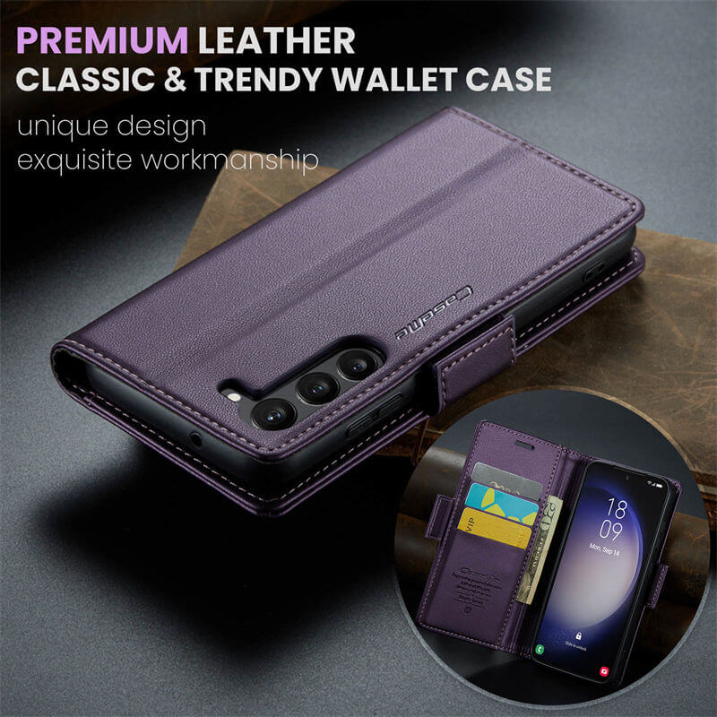 CaseMe Samsung Galaxy S23 Wallet RFID Blocking Magnetic Buckle Case - Image 9