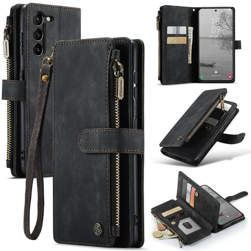 CaseMe Samsung Galaxy S23 Wallet kickstand Case with Wrist Strap