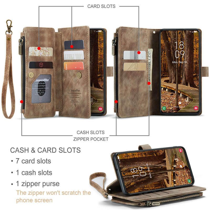 CaseMe Samsung Galaxy S23 Wallet kickstand Case with Wrist Strap - Image 3