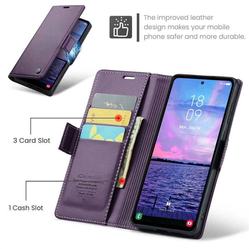 CaseMe Samsung Galaxy S23 FE Wallet RFID Blocking Magnetic Buckle Case - Image 6