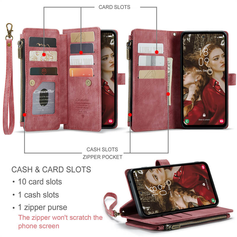 CaseMe Samsung Galaxy S23 FE Wallet kickstand Case with Wrist Strap - Image 4
