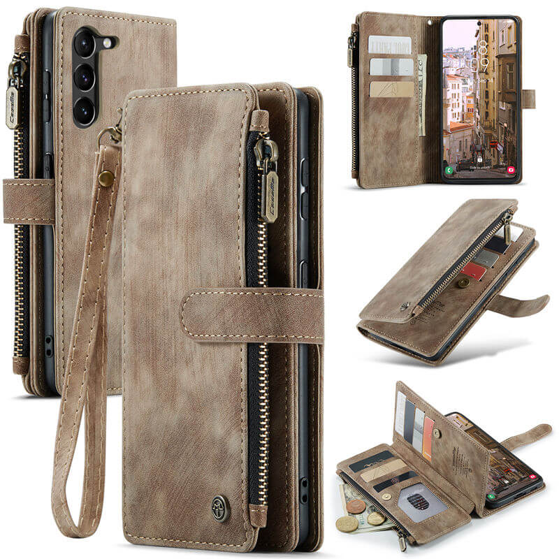 CaseMe Samsung Galaxy S23 Plus Wallet kickstand Case with Wrist Strap
