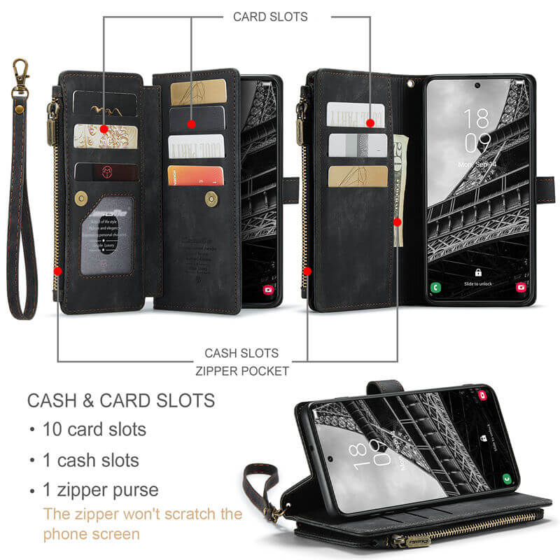 CaseMe Samsung Galaxy S23 Plus Wallet kickstand Case with Wrist Strap - Image 3