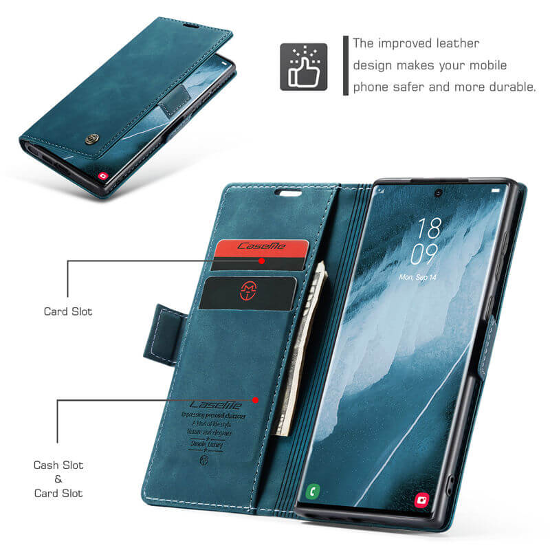 CaseMe Samsung Galaxy S23 Ultra Wallet Suede Leather Case - Image 6