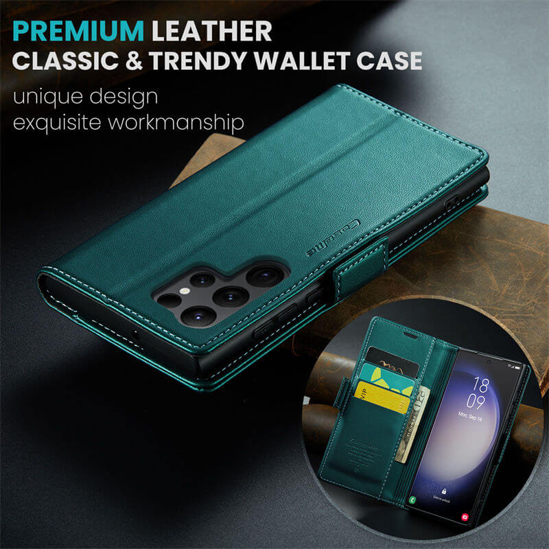 CaseMe Samsung Galaxy S23 Ultra Wallet RFID Blocking Magnetic Buckle Case - Image 9