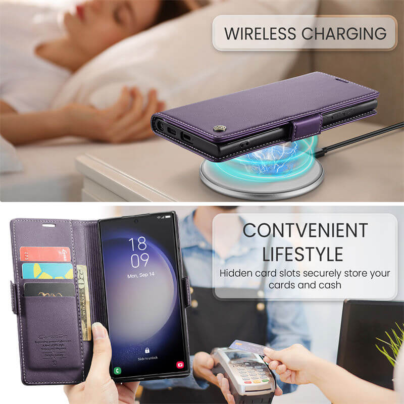 CaseMe Samsung Galaxy S23 Ultra Wallet RFID Blocking Magnetic Buckle Case - Image 4