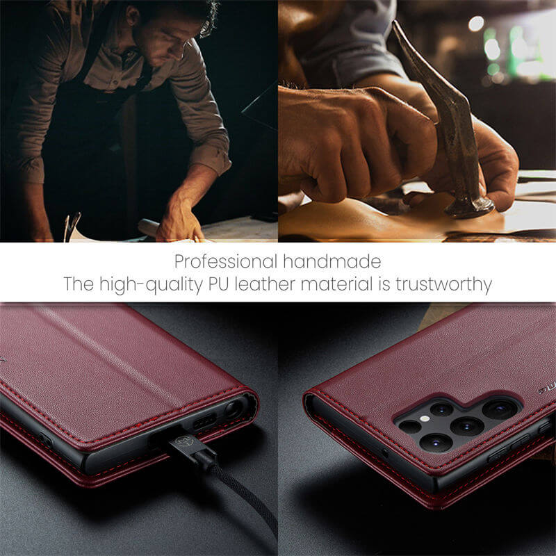 CaseMe Samsung Galaxy S23 Ultra Wallet RFID Blocking Magnetic Buckle Case - Image 11