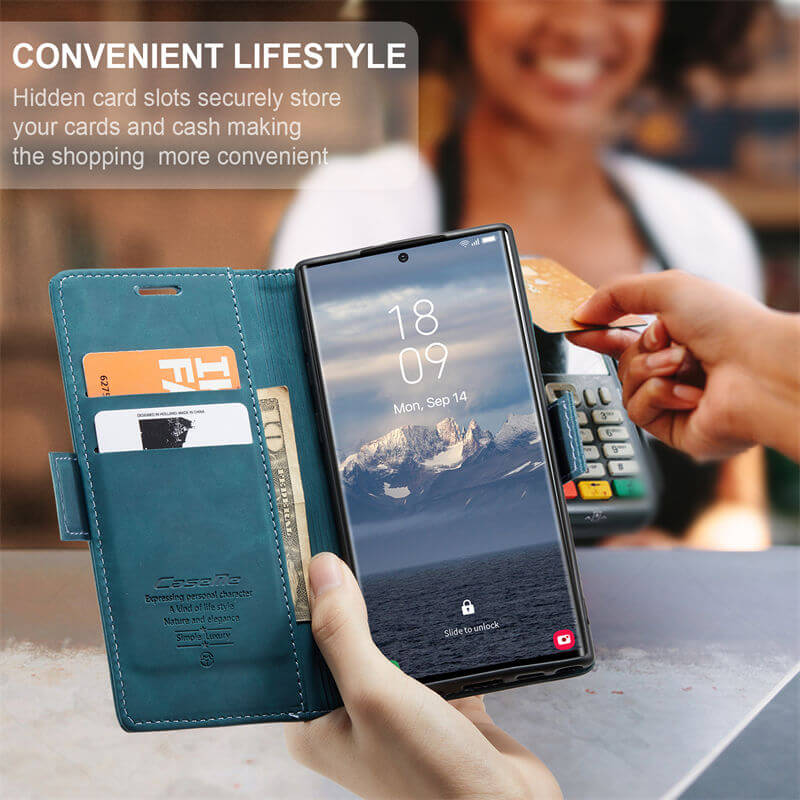 CaseMe Samsung Galaxy S24 Ultra Wallet Suede Leather Case - Image 7
