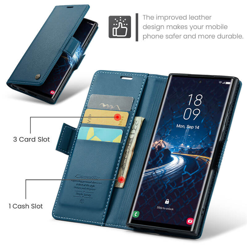 CaseMe Samsung Galaxy S24 Ultra Wallet RFID Blocking Magnetic Buckle Case - Image 5