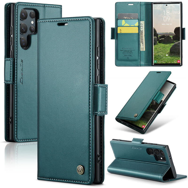 CaseMe Samsung Galaxy S24 Ultra Wallet RFID Blocking Magnetic Buckle Case