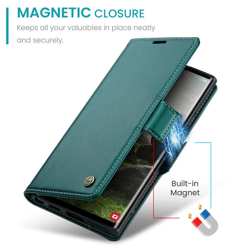 CaseMe Samsung Galaxy S24 Ultra Wallet RFID Blocking Magnetic Buckle Case - Image 7