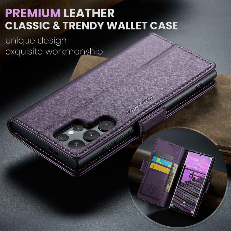 CaseMe Samsung Galaxy S24 Ultra Wallet RFID Blocking Magnetic Buckle Case - Image 8