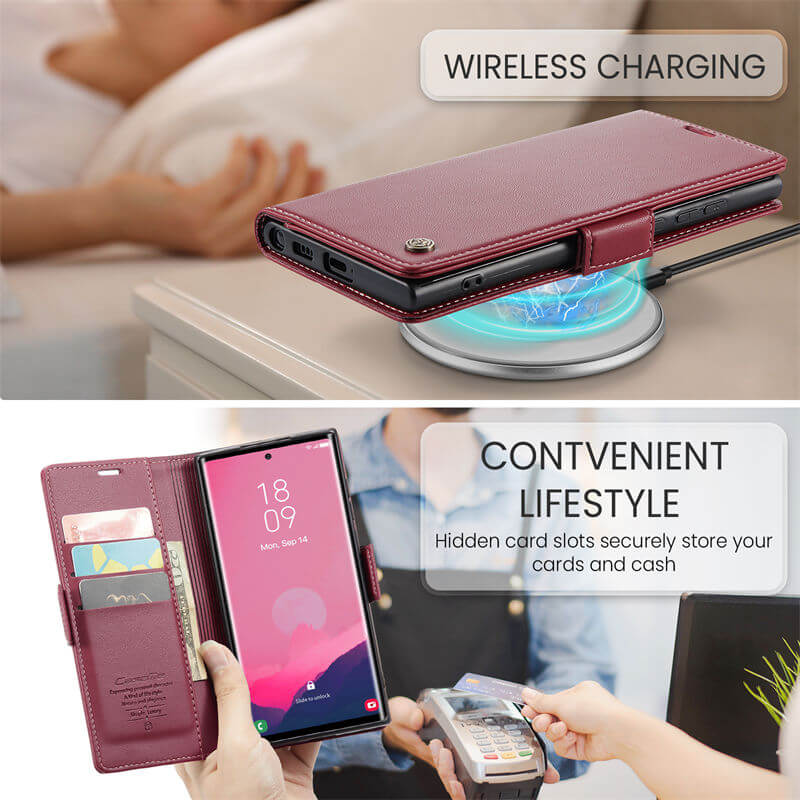 CaseMe Samsung Galaxy S24 Ultra Wallet RFID Blocking Magnetic Buckle Case - Image 3