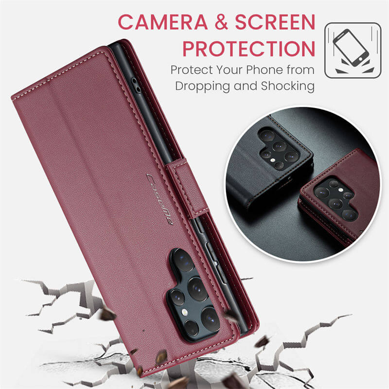 CaseMe Samsung Galaxy S24 Ultra Wallet RFID Blocking Magnetic Buckle Case - Image 9