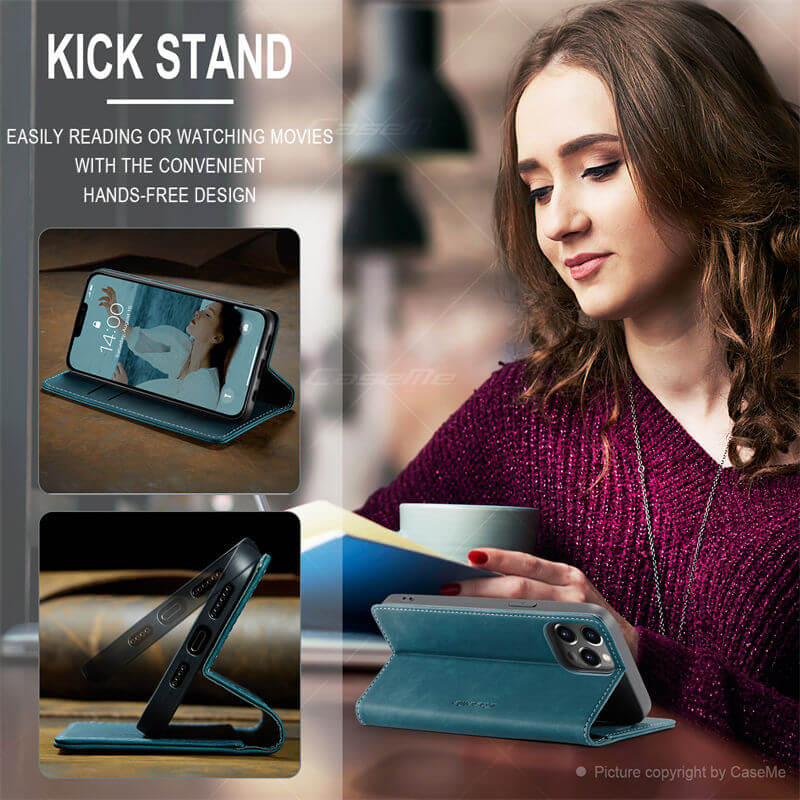 CaseMe iPhone 13 Pro Wallet Suede Leather Case - Image 4