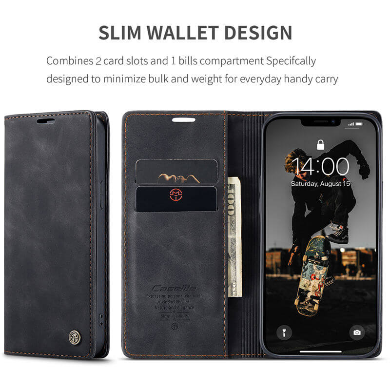 CaseMe iPhone 13 Pro Wallet Suede Leather Case - Image 3