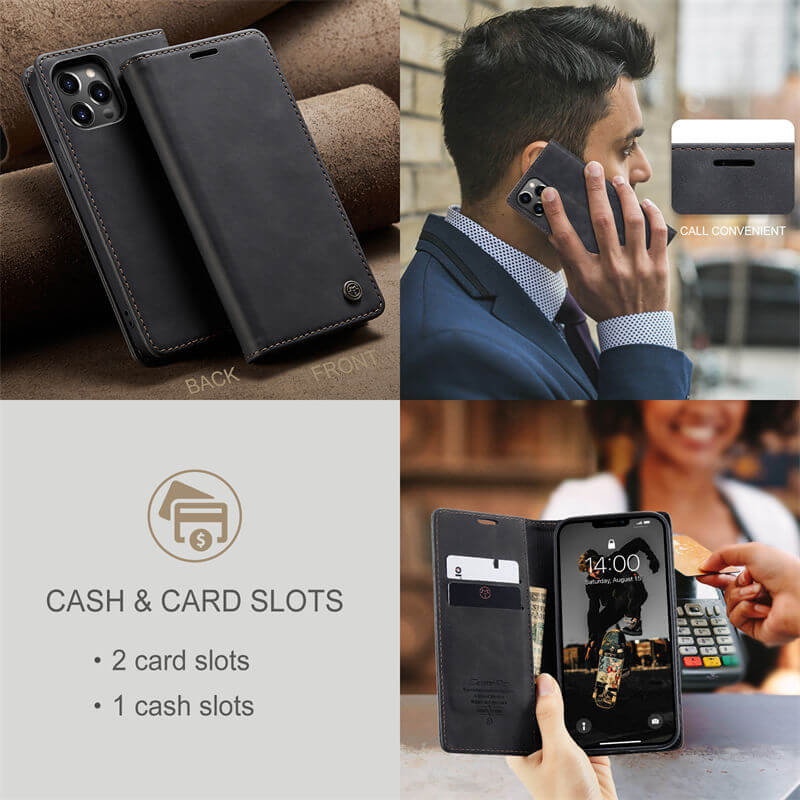 CaseMe iPhone 13 Pro Wallet Suede Leather Case - Image 8