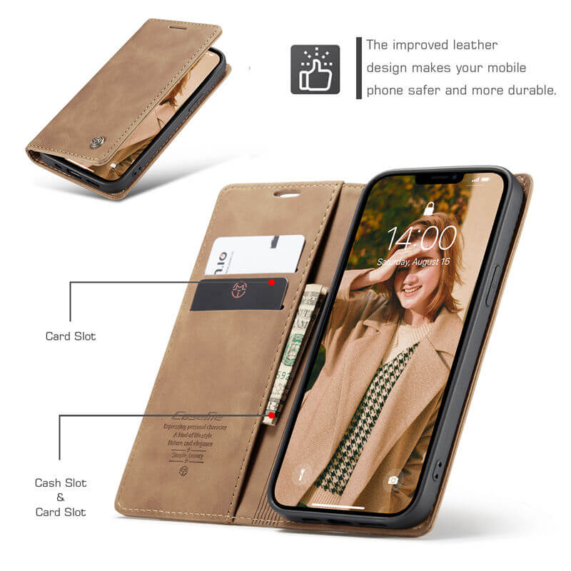 CaseMe iPhone 13 Pro Wallet Suede Leather Case - Image 5