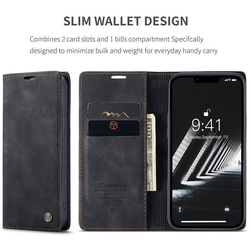 CaseMe iPhone 14 Wallet Suede Leather Case