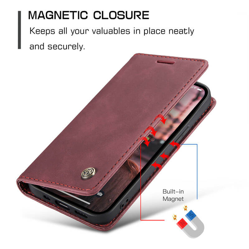 CaseMe iPhone 14 Wallet Suede Leather Case