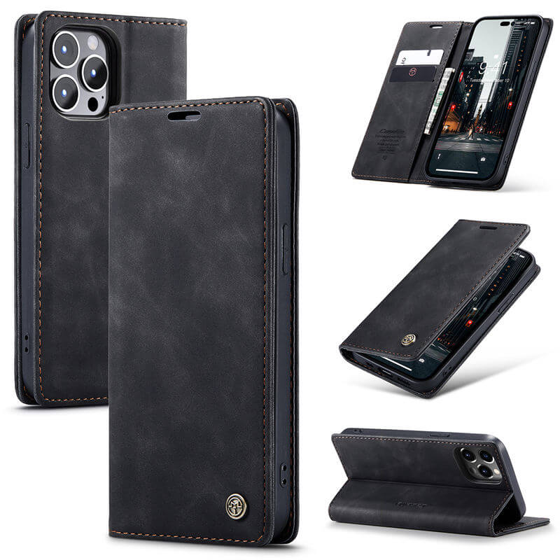 CaseMe iPhone 14 Pro Max Wallet Suede Leather Case