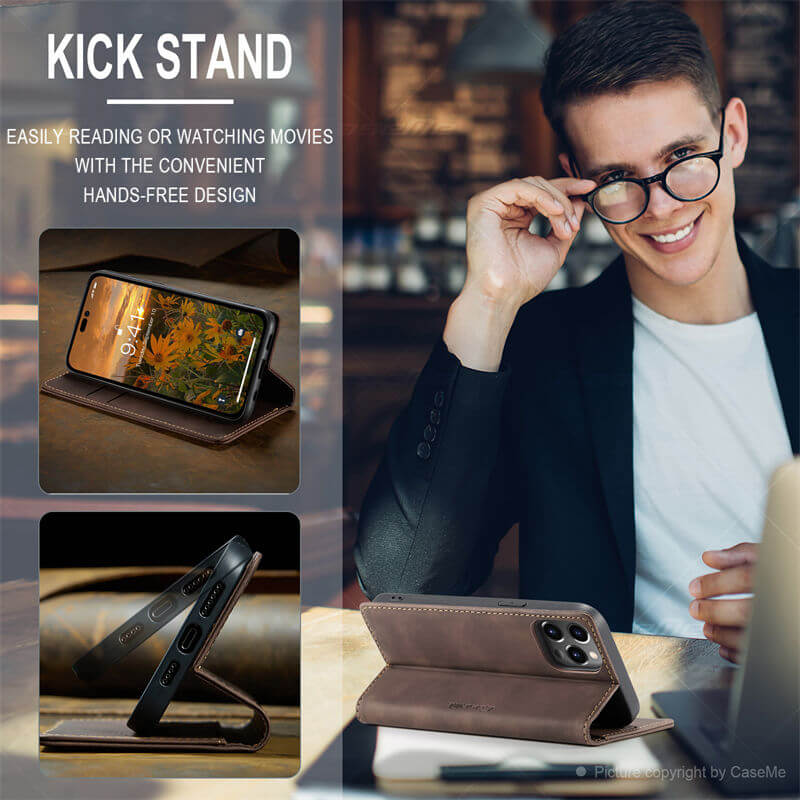 CaseMe iPhone 14 Pro Max Wallet Suede Leather Case