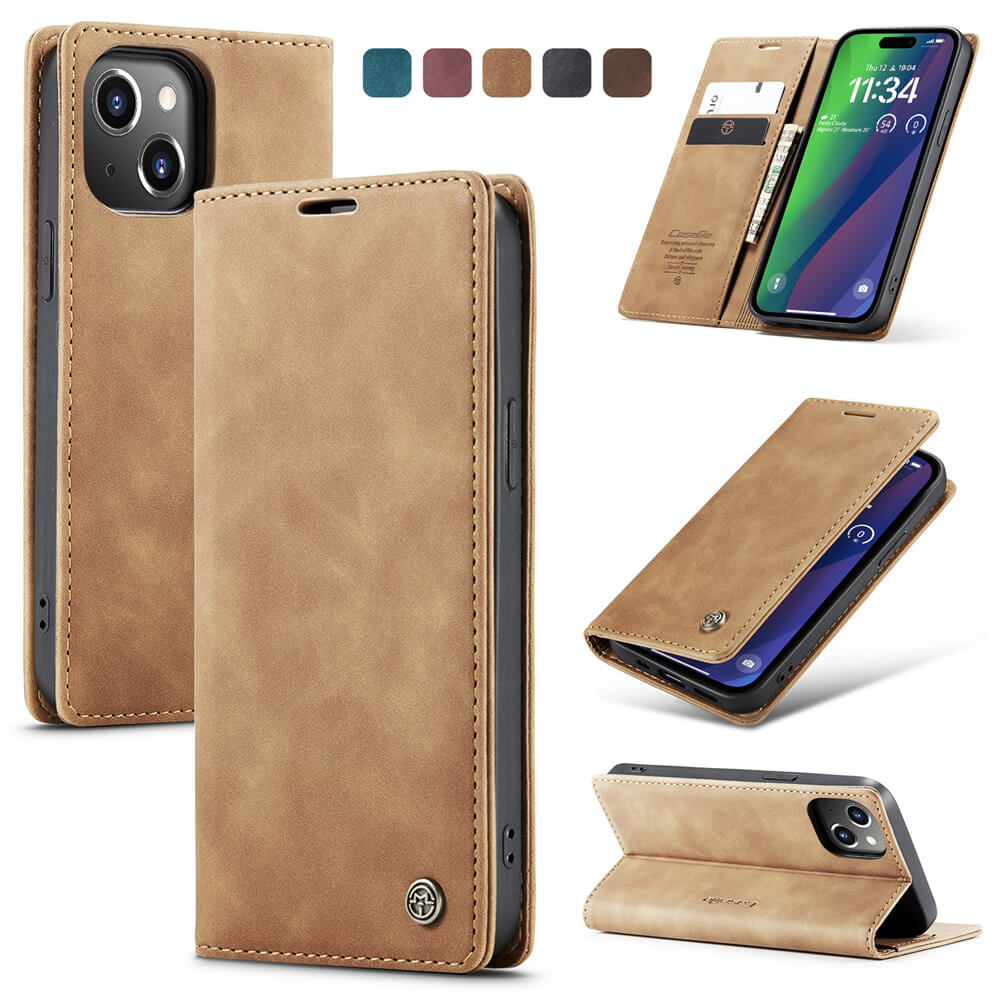 CaseMe iPhone 15 Plus Wallet Suede Leather Case