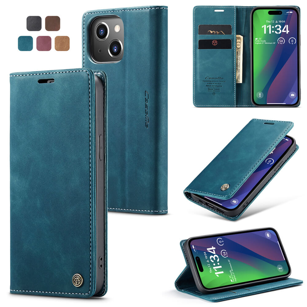 CaseMe iPhone 15 Wallet Suede Leather Case