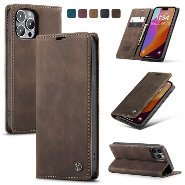 CaseMe iPhone 15 Pro Max Wallet Suede Leather Case