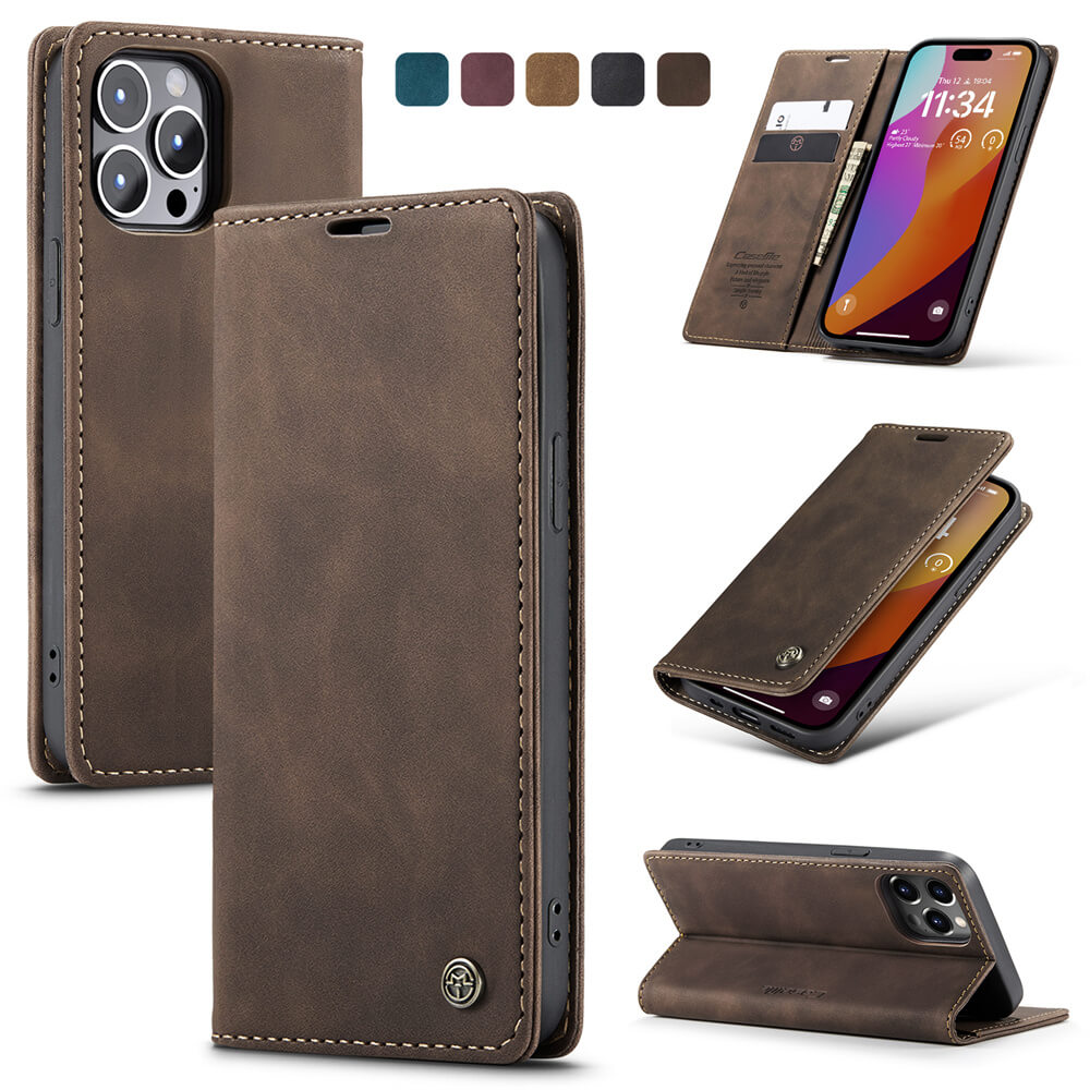 CaseMe iPhone 15 Pro Max Wallet Suede Leather Case
