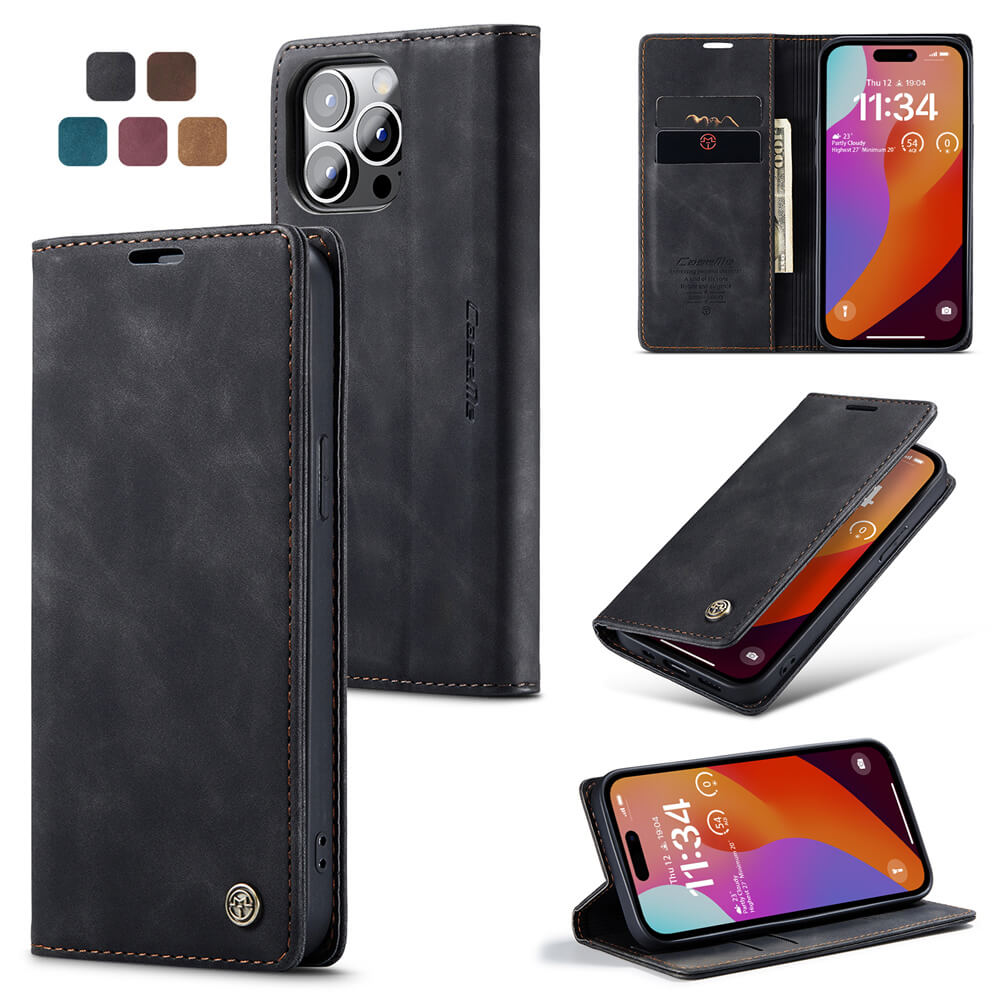 CaseMe iPhone 15 Pro Wallet Suede Leather Case