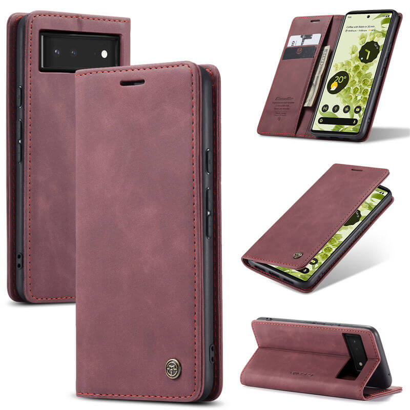 CaseMe Google Pixel 6 Wallet Suede Leather Case