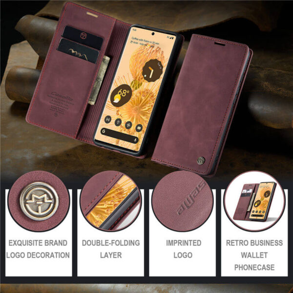 CaseMe Google Pixel 6 Pro Wallet Suede Leather Case - Image 9
