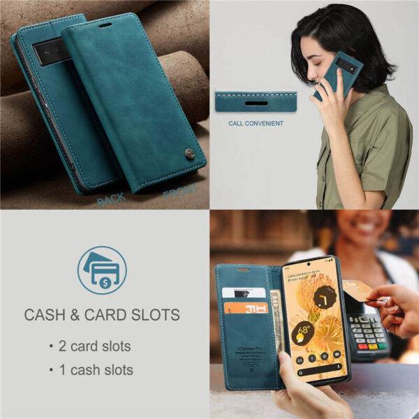 CaseMe Google Pixel 6 Pro Wallet Suede Leather Case - Image 6
