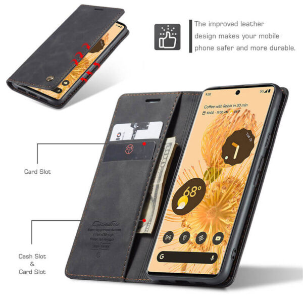 CaseMe Google Pixel 6 Pro Wallet Suede Leather Case - Image 5