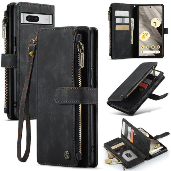 CaseMe Google Pixel 7A Wallet kickstand Case with Wrist Strap